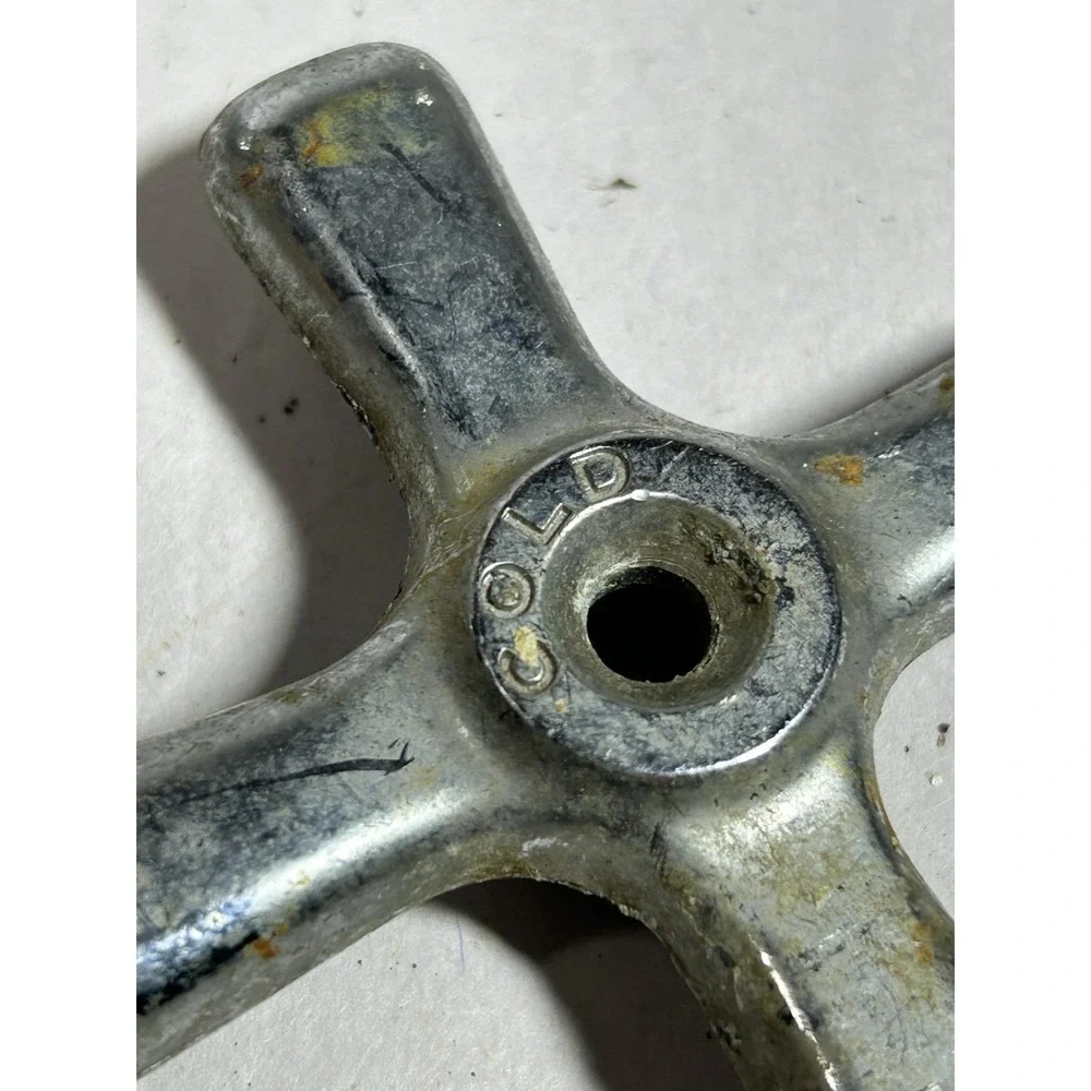 Vintage Cold Chrome Plate Cross Handles Sink Tub Bath Faucet Knob Home
